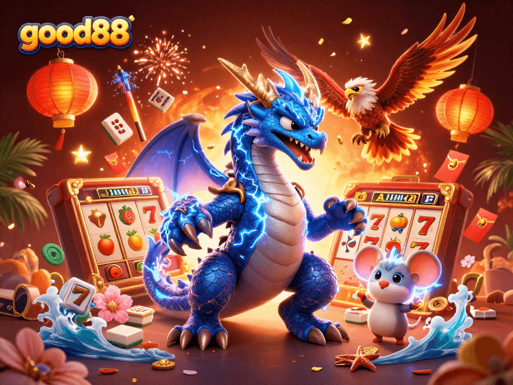 Experience winning with good88 in this vibrant casino action scene featuring dynamic game elements.