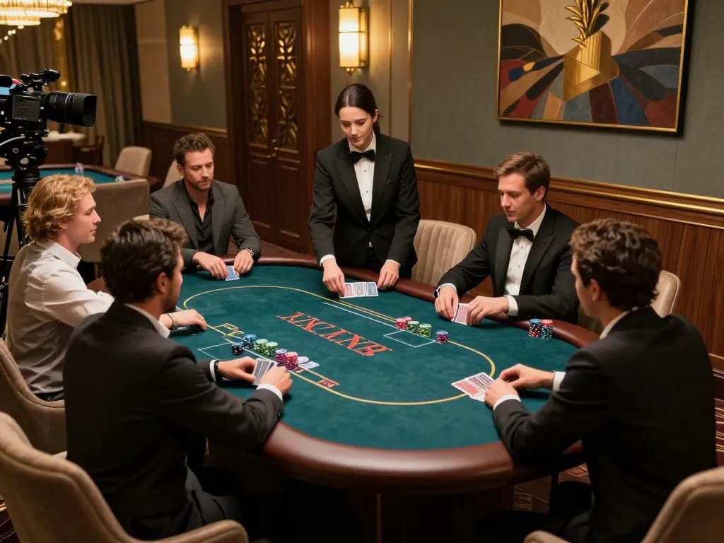 Players engaged in an SC 88 high-stakes poker game in an elegant casino setting.