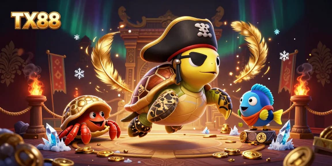 Experience exciting gaming at TX88 with vibrant characters, treasure, and dynamic casino elements.