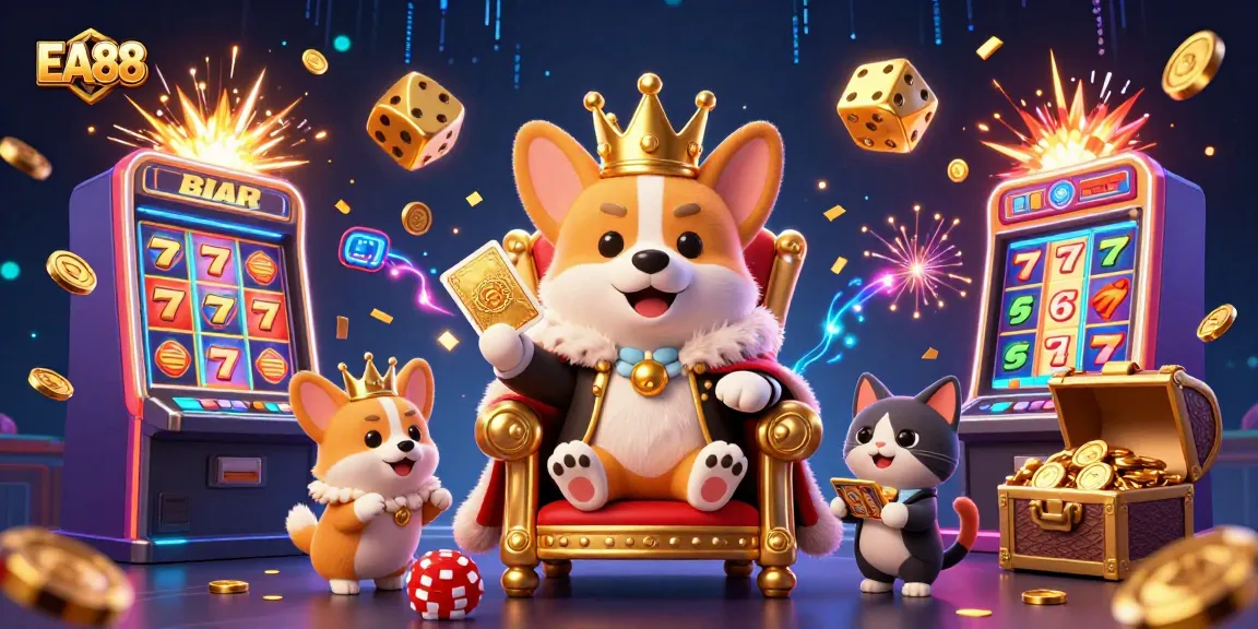 EA88 casino experience with vibrant characters and exciting slot machine jackpots.