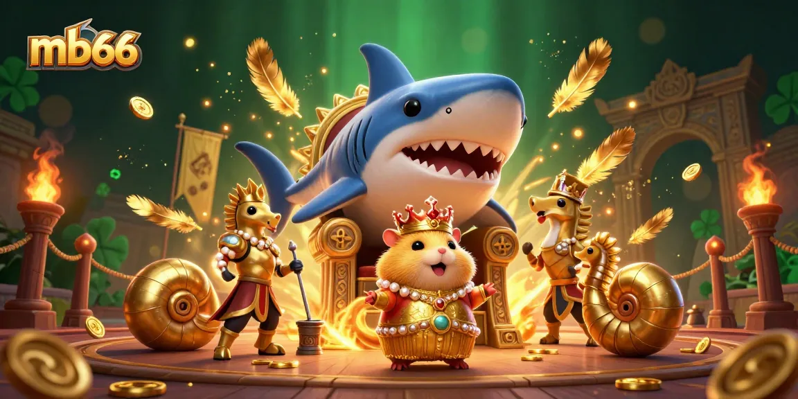 Experience epic gameplay with mb66 at this vibrant casino scene featuring a fierce hamster king.
