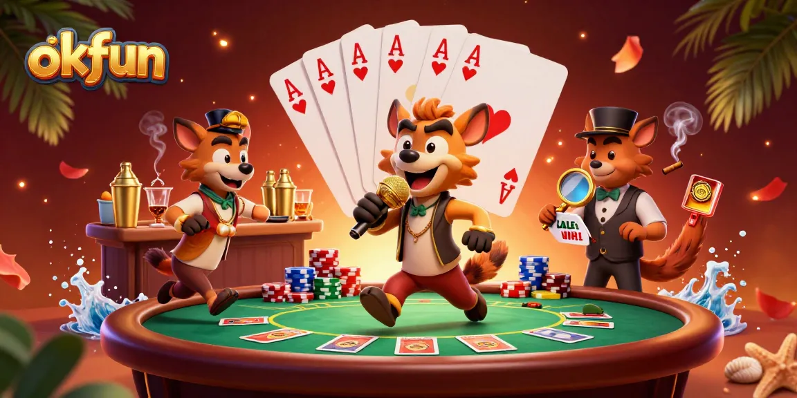 Engage with exciting games at okfun's vibrant comedy casino club featuring interactive hyenas.