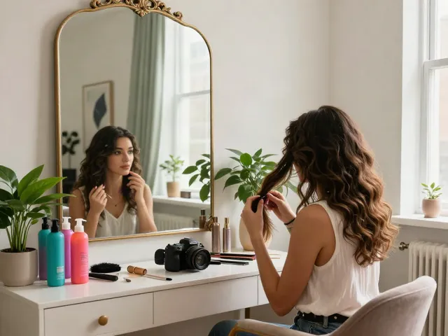Best clip in hair extensions showcased by a stylish woman in a chic apartment