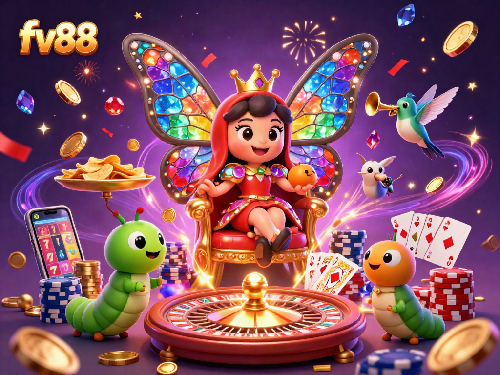Engage with fv88's vibrant casino world featuring rich 3D art of games and characters.