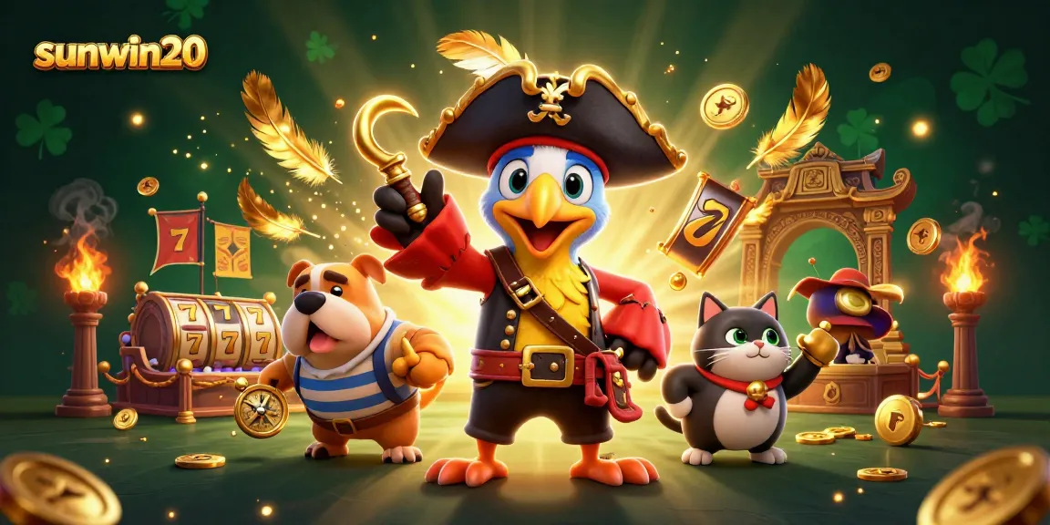 Join the excitement at sunwin20 with thrilling slot games illustrated in a vibrant 3D scene.