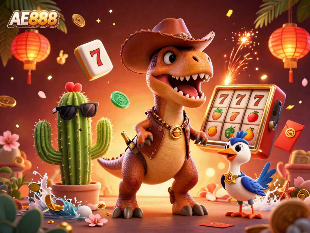 Engage with the exciting AE888 online gaming universe through this vibrant, dynamic illustration.