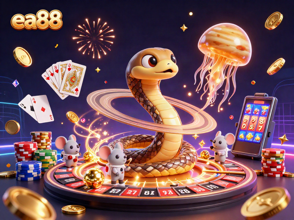 Experience thrilling roulette action at ea88 with vibrant 3D casino elements and cosmic dealers.