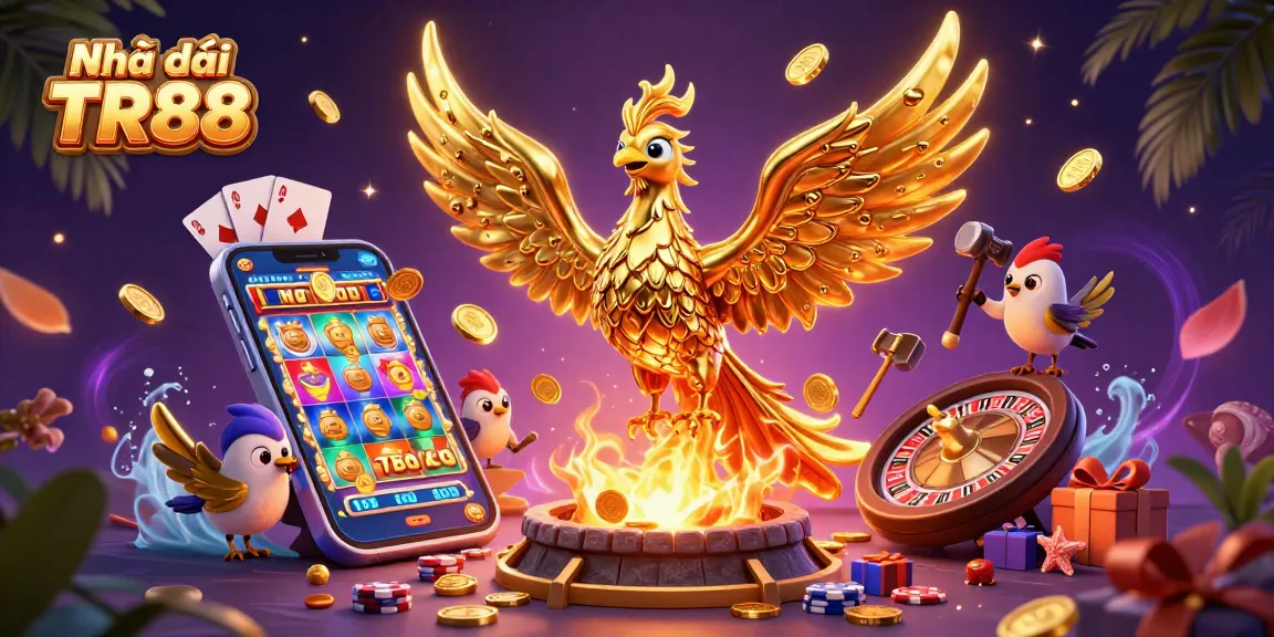 Experience thrilling gameplay at Nhà cái TR88 with dynamic 3D casino imagery.