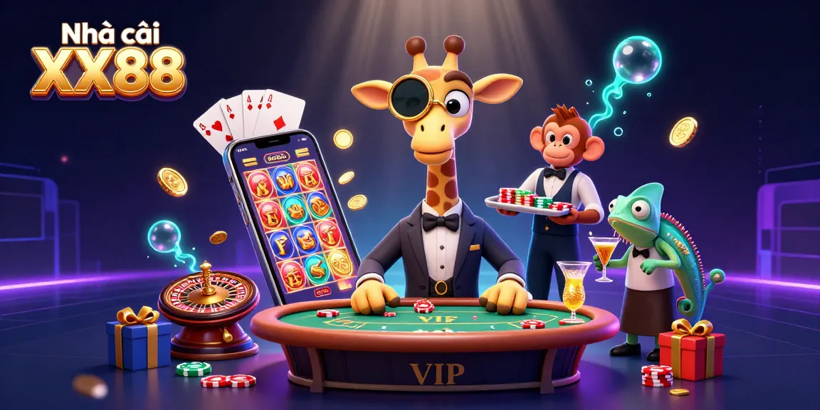 Engage in thrilling casino action with Nhà cái XX88's vibrant gaming atmosphere featuring exciting characters and games.