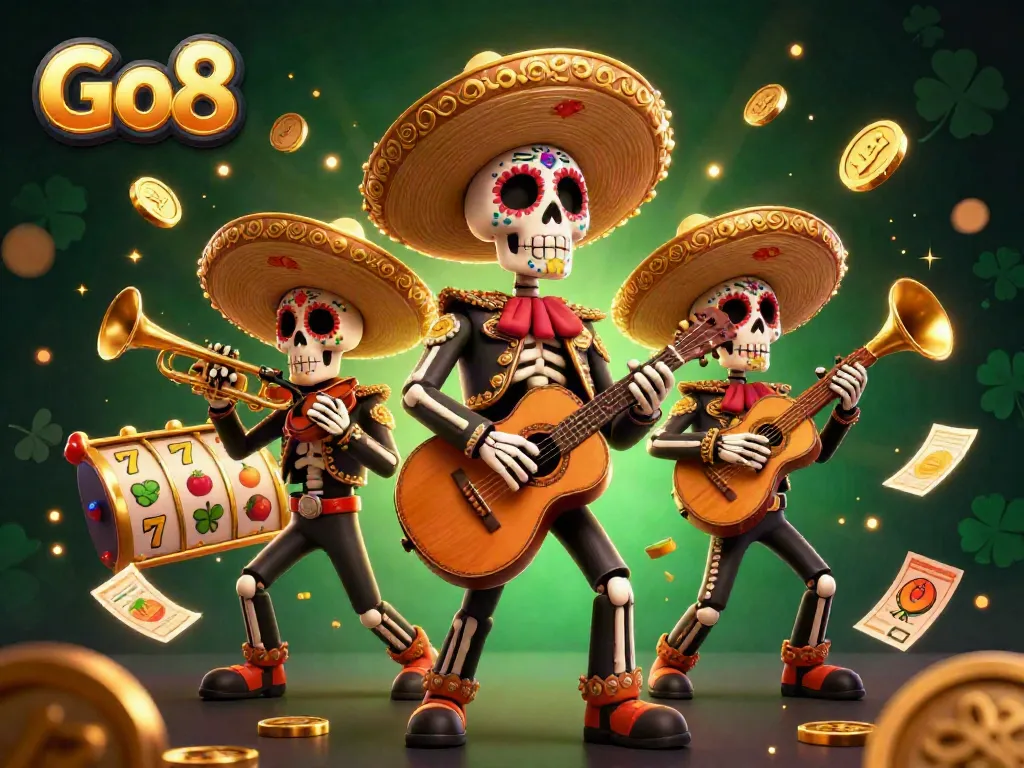 Experience vibrant Go8 gaming with lively mariachis celebrated amid dynamic slot elements.