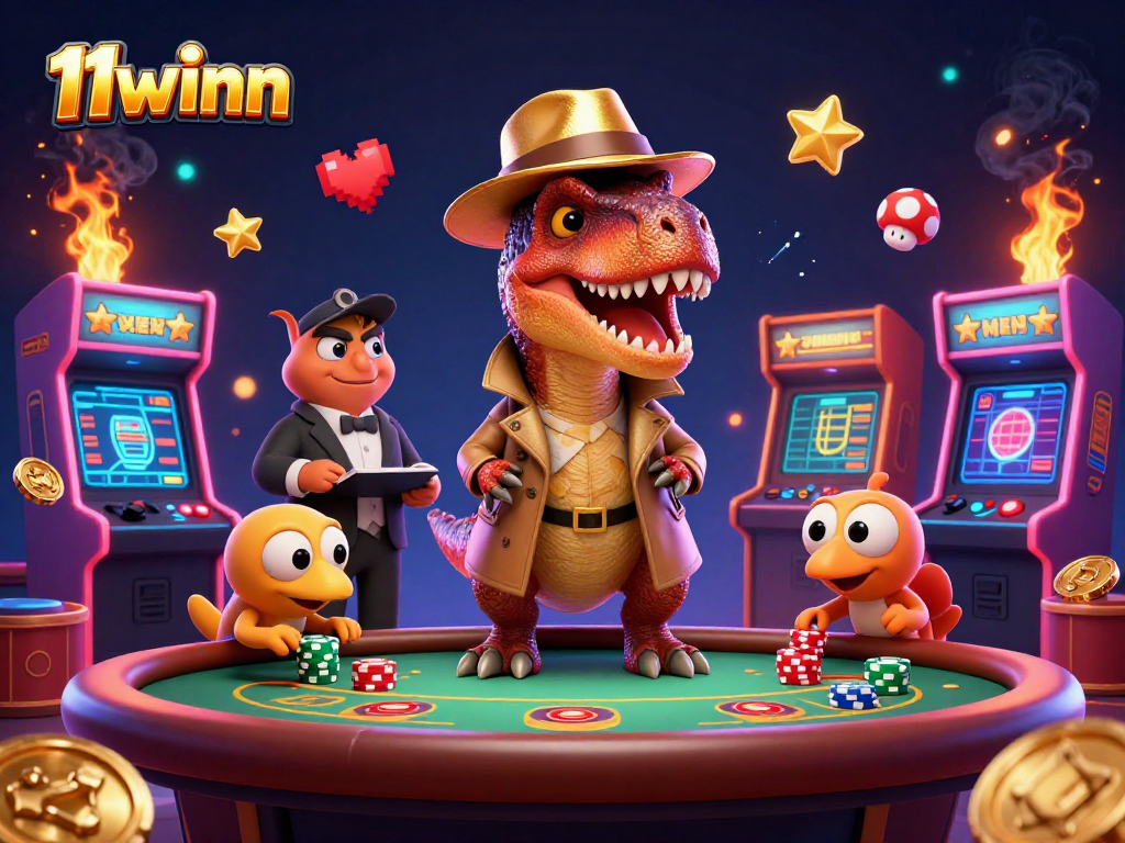 11winn velociraptor card counter maneuvers at a blackjack table amidst dynamic casino elements.