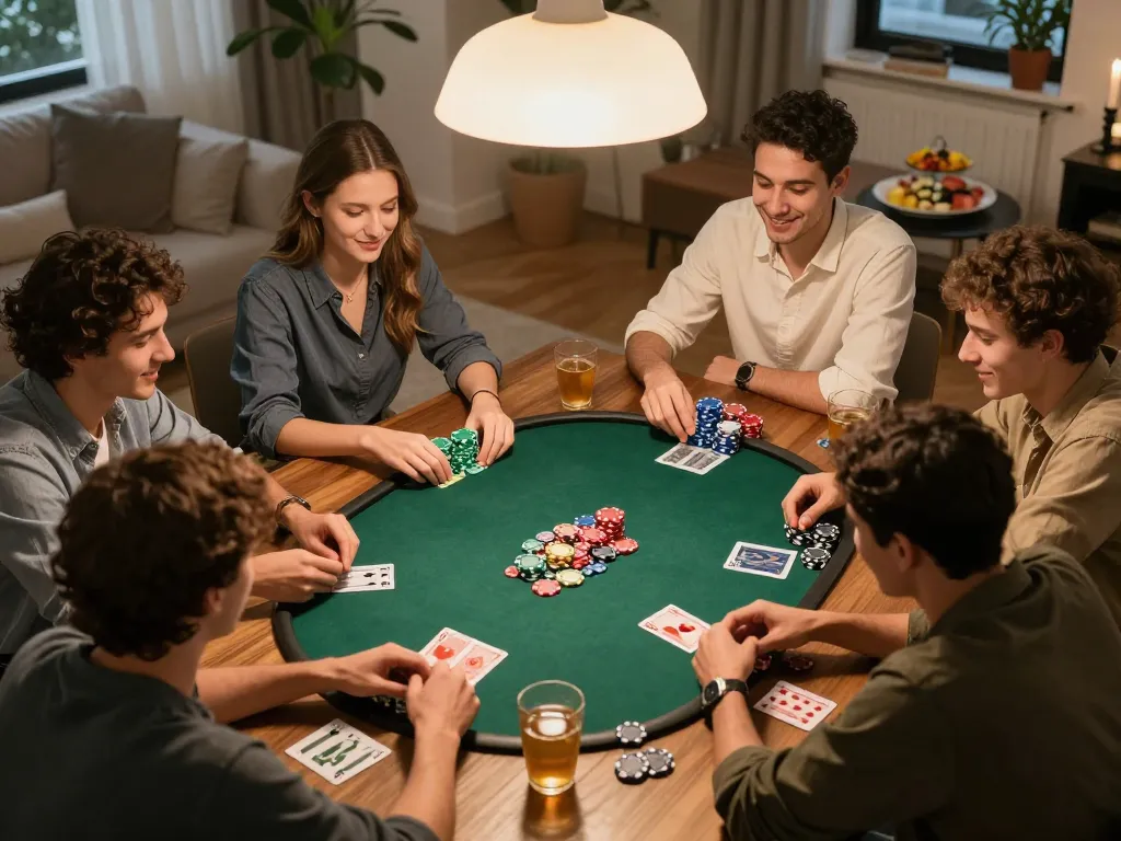 CM88 poker night scene with friends enjoying strategic gameplay and friendly competition.