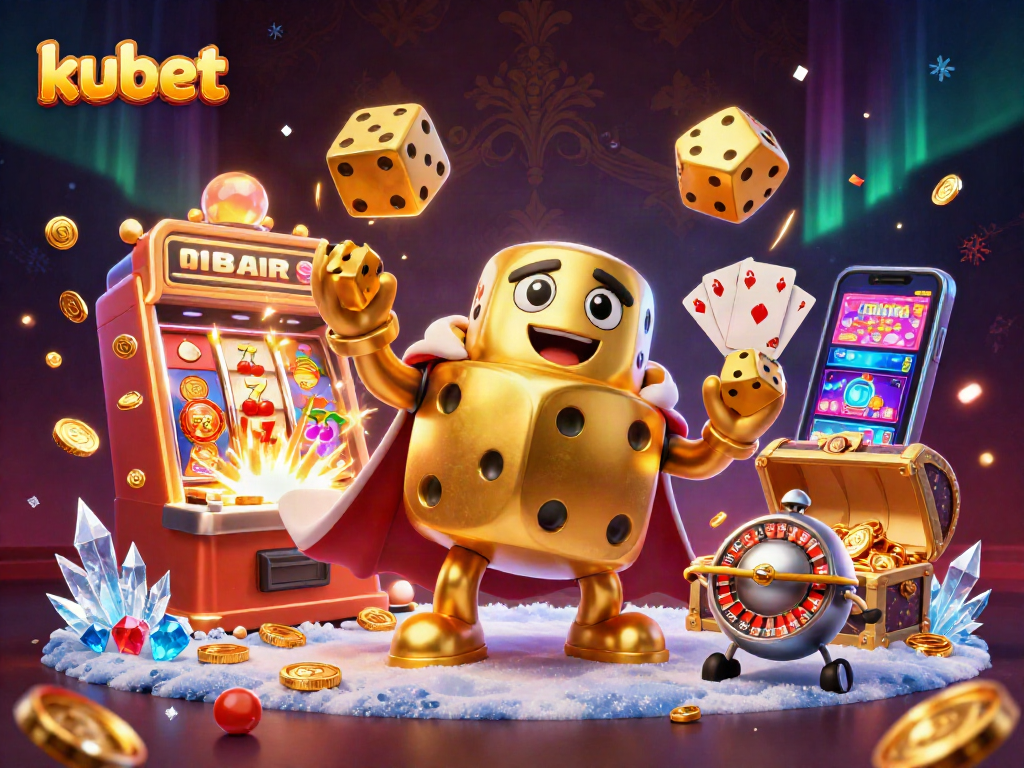 Kubet brings excitement to life with a golden dice golem and thrilling casino game elements.