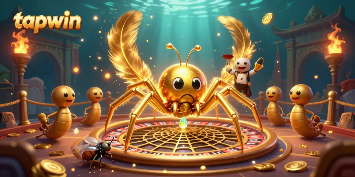 Experience thrilling action at tapwin's roulette wheel with dynamic betting under a golden web.