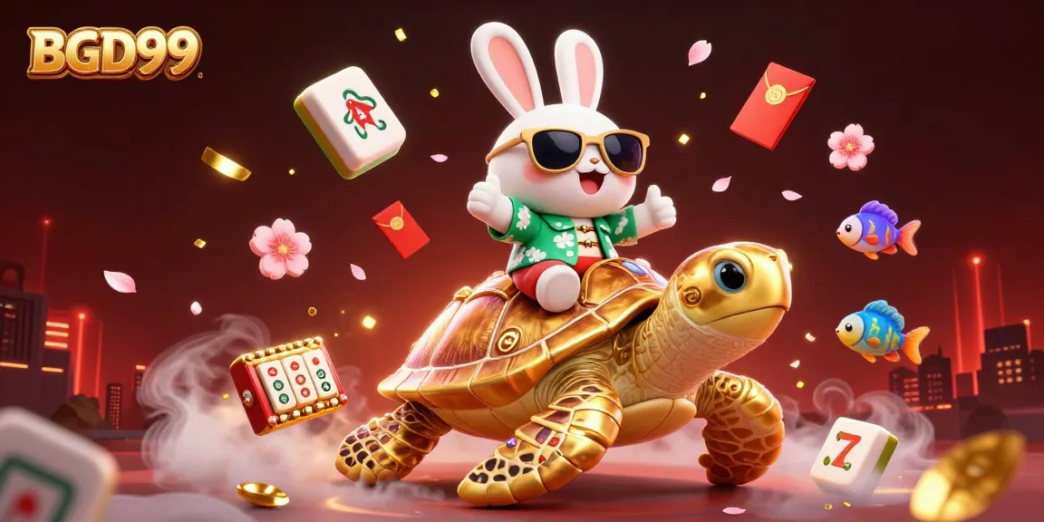 Experience thrilling gameplay with BGD99 in this vibrant scene featuring a lucky rabbit and golden turtle.