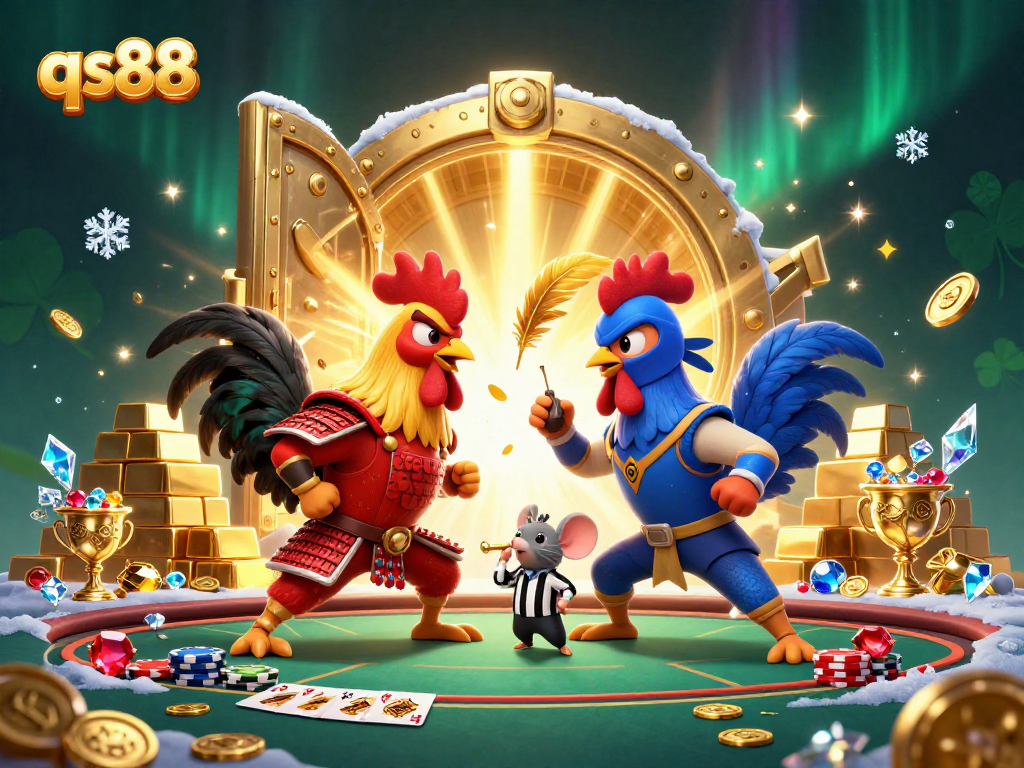 Compete with qs88’s 3D cartoon fighting roosters in an exciting poker showdown.