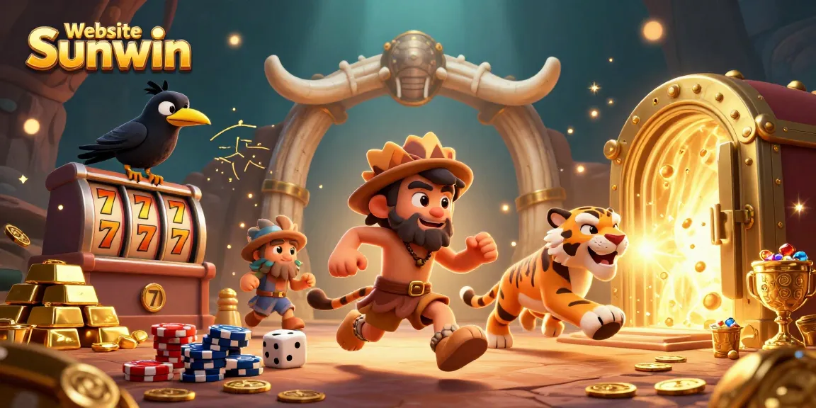 Engage in lively 3D casino action with Website Sunwin featuring a caveman and sabertooth tiger duo.