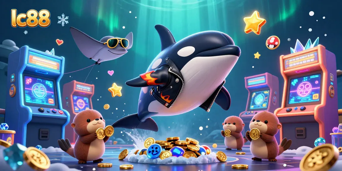 Engage with lc88 as an orca whale and otters celebrate wins in a vibrant underwater casino scene.