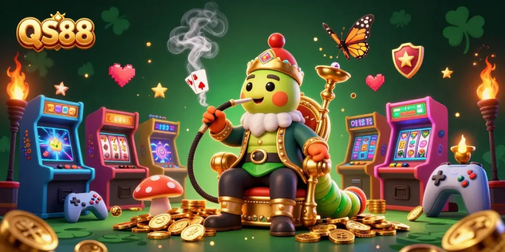 Engage with the thrilling QS88 casino experience featuring vibrant gaming action and iconic symbols.