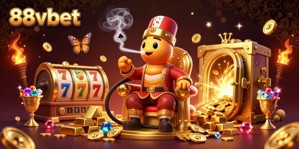 Experience the thrill of 88vbet's vibrant online casino atmosphere with a lavish 3D scene.