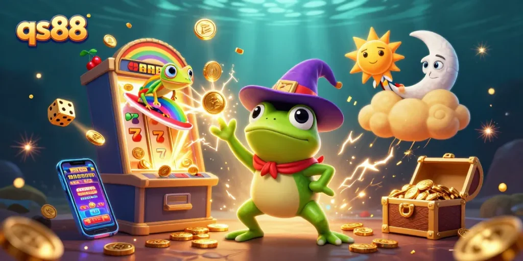 Join the exciting action at qs88 with a fantasy illustration showcasing thrilling casino elements.